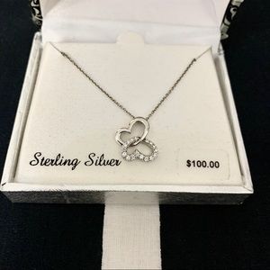 Butterfly Hearts Sterling Silver Dainty Necklace